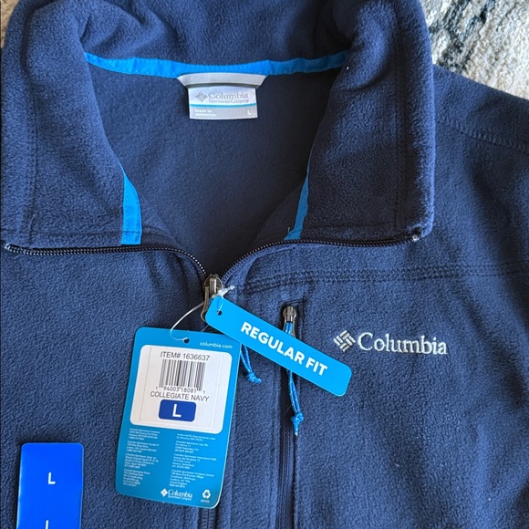 Columbia Men’s Thompson Peak Full Zip Fleece Jacket Collegiate Navy Blue Large L - Picture 3 of 3